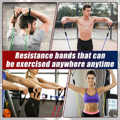 Resistance Bands with Handles, 5-Level Exercise Bands with Handles, Resistance Bands for Men and Women, Exercise Bands for Full-Body Training, Fitness, Physical Therapy, Workout Bands at Home, Gym