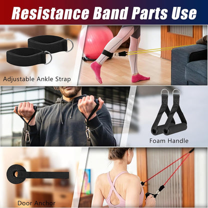 Resistance Bands with Handles, 5-Level Exercise Bands with Handles, Resistance Bands for Men and Women, Exercise Bands for Full-Body Training, Fitness, Physical Therapy, Workout Bands at Home, Gym