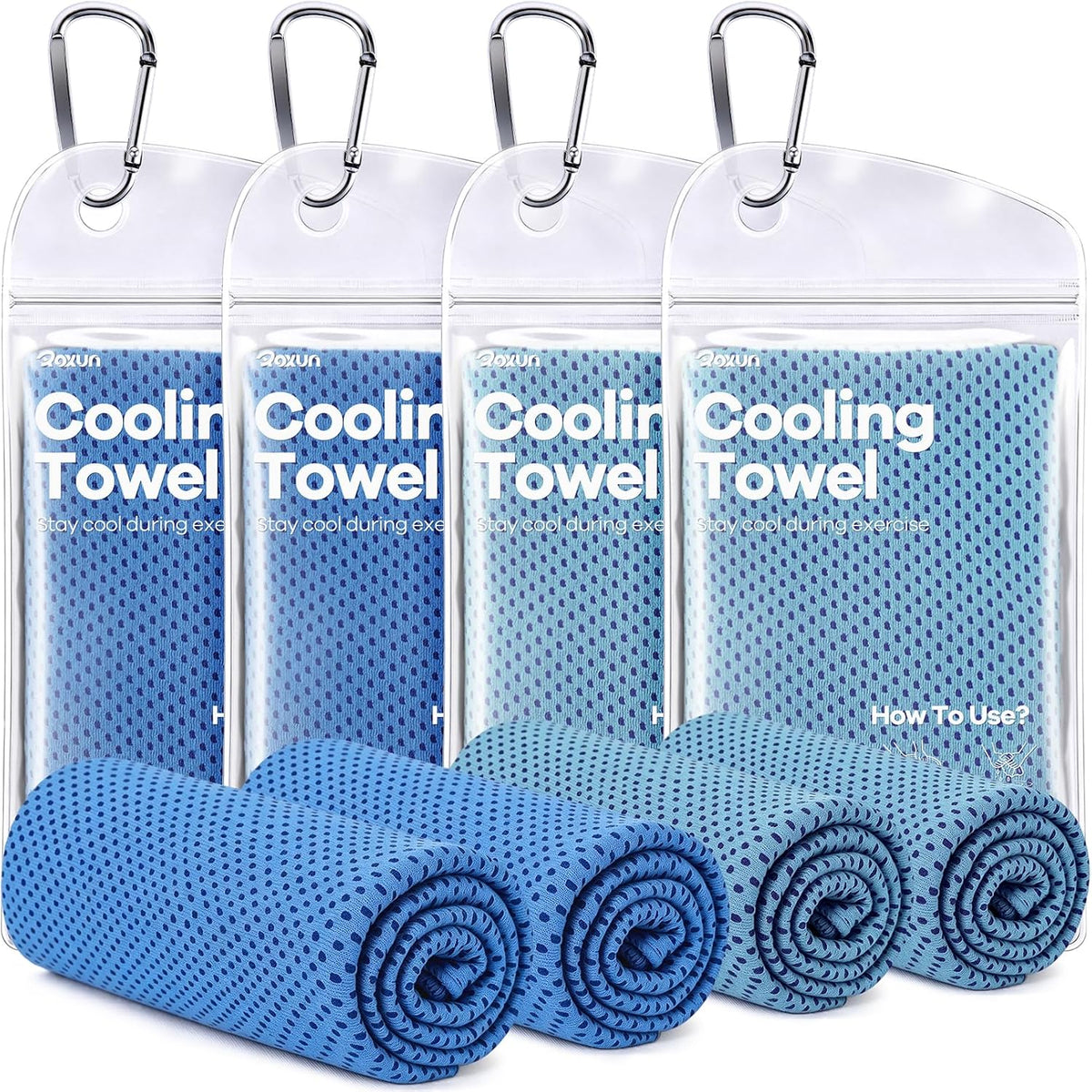 Cooling Towels, 4 Pack (40''x12'') Chilly Ice Rags for Neck and Face