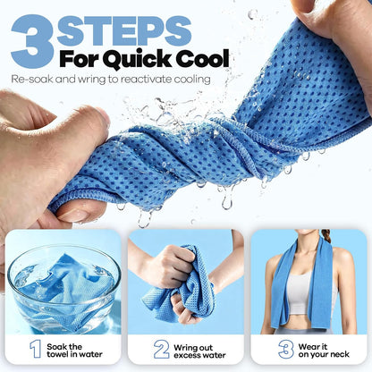 Cooling Towels, 4 Pack (40''x12'') Chilly Ice Rags for Neck and Face