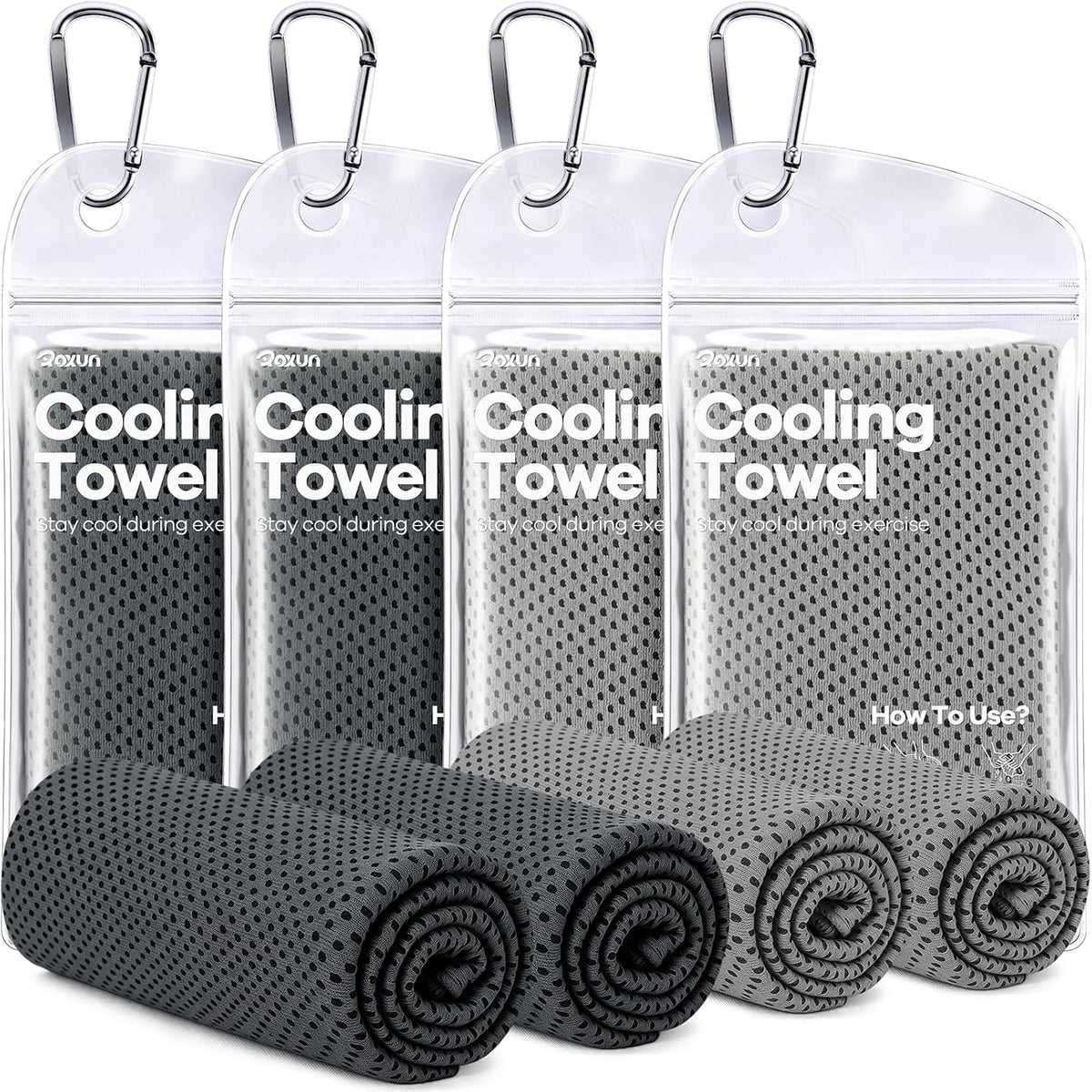 Cooling Towels, 4 Pack (40''x12'') Chilly Ice Rags for Neck and Face