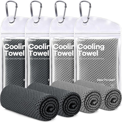 Cooling Towels, 4 Pack (40''x12'') Chilly Ice Rags for Neck and Face