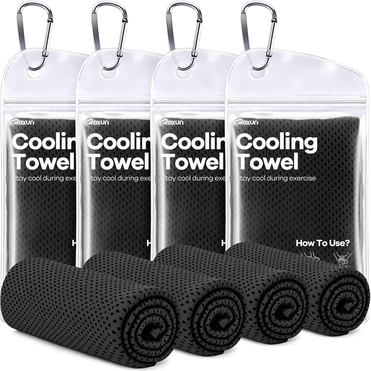 Cooling Towels, 4 Pack (40''x12'') Chilly Ice Rags for Neck and Face