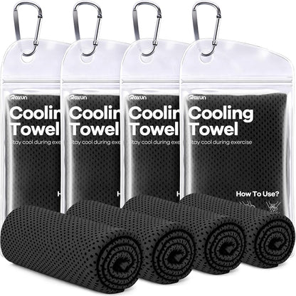 Cooling Towels, 4 Pack (40''x12'') Chilly Ice Rags for Neck and Face