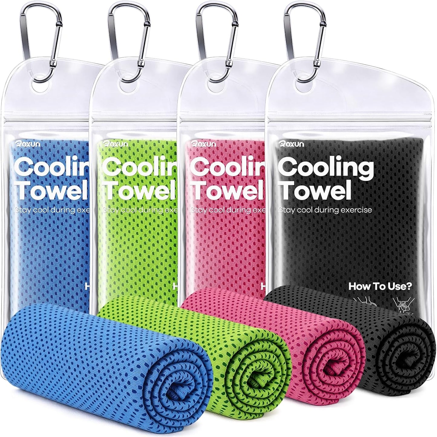 Cooling Towels, 4 Pack (40''x12'') Chilly Ice Rags for Neck and Face