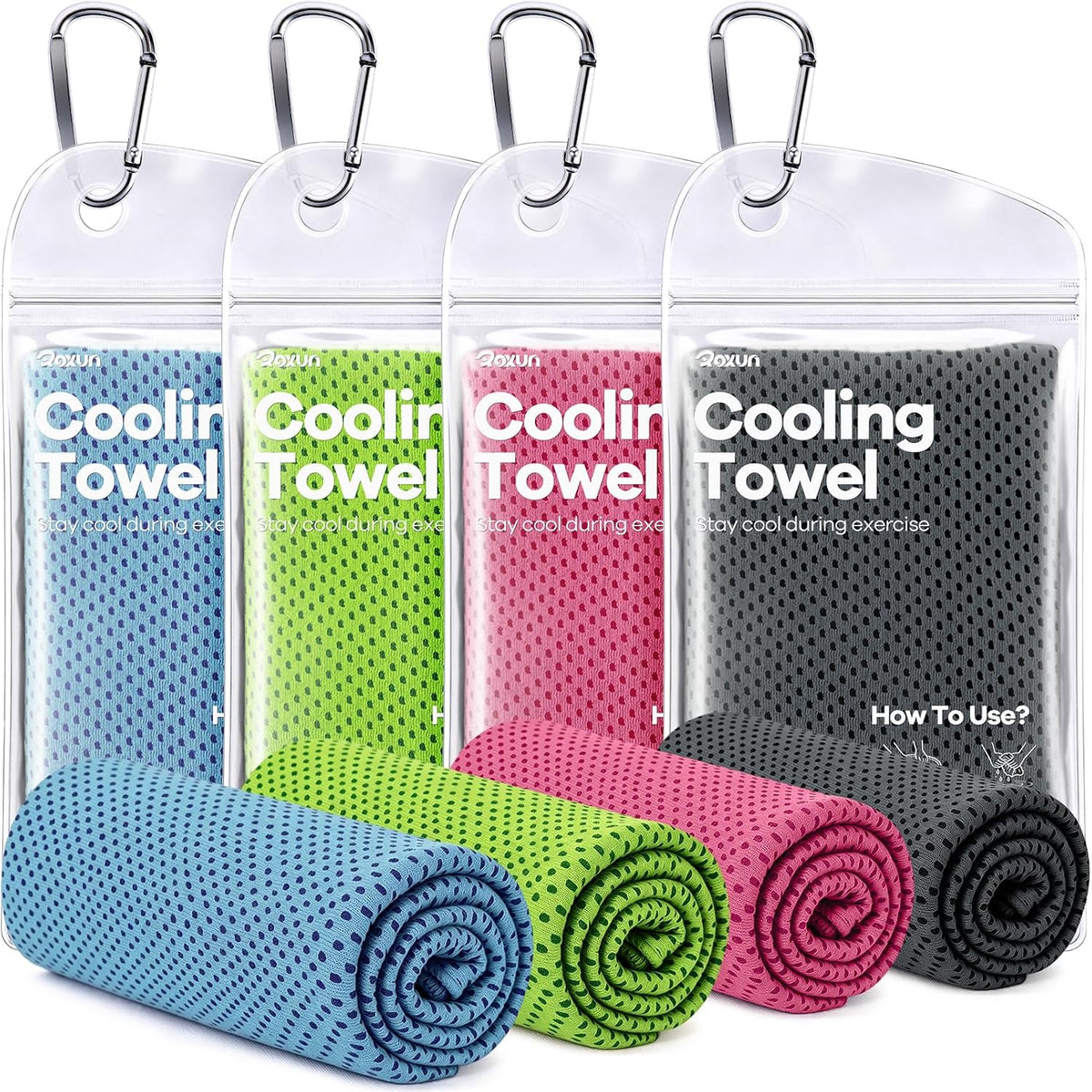 Cooling Towels, 4 Pack (40''x12'') Chilly Ice Rags for Neck and Face
