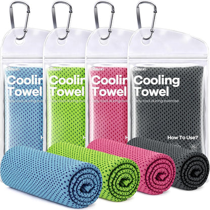 Cooling Towels, 4 Pack (40''x12'') Chilly Ice Rags for Neck and Face