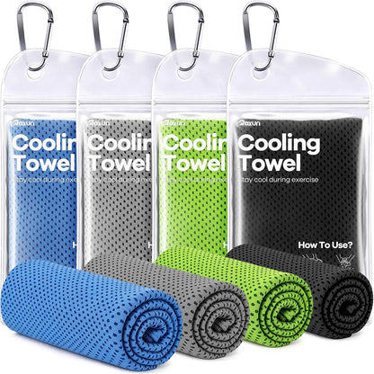 Cooling Towels, 4 Pack (40''x12'') Chilly Ice Rags for Neck and Face