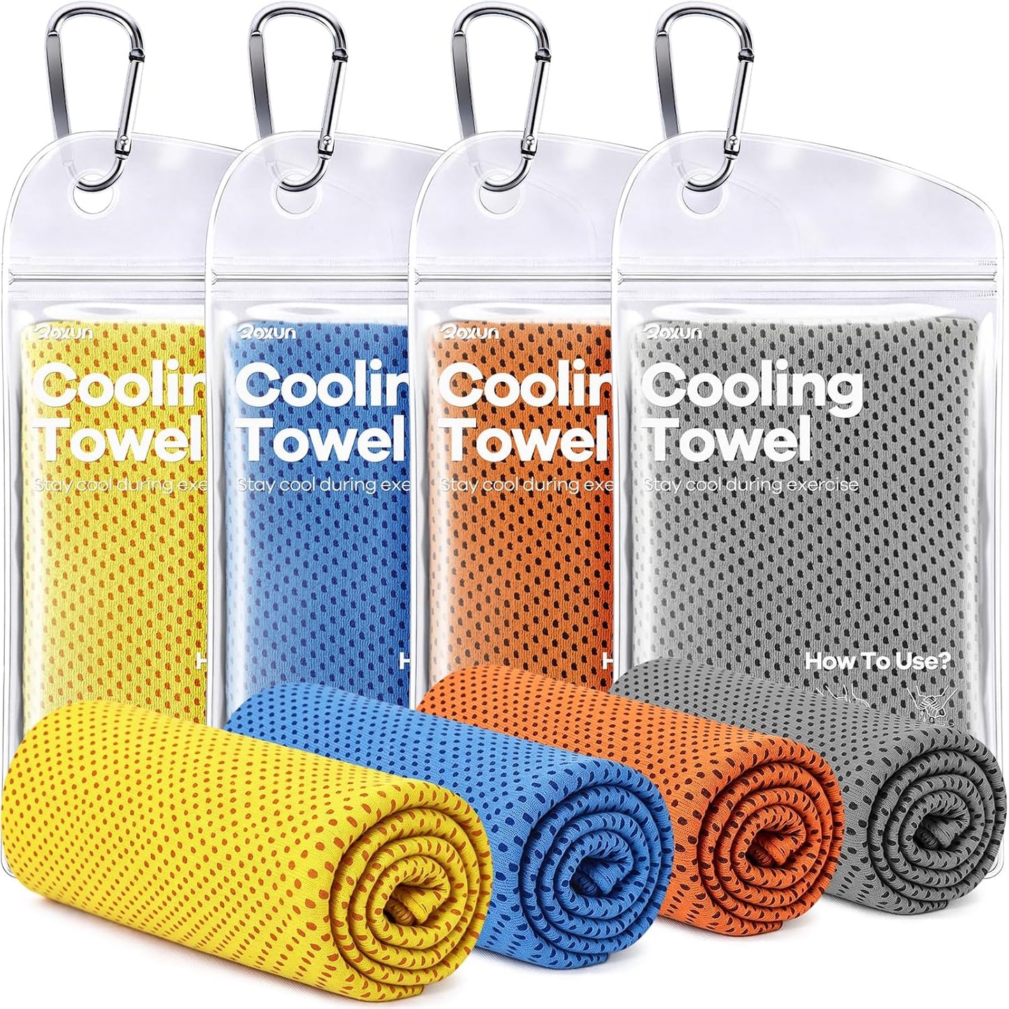 Cooling Towels, 4 Pack (40''x12'') Chilly Ice Rags for Neck and Face