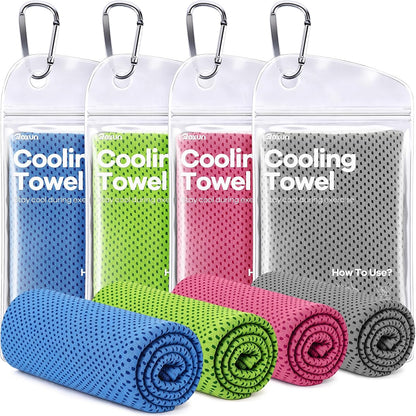 Cooling Towels, 4 Pack (40''x12'') Chilly Ice Rags for Neck and Face