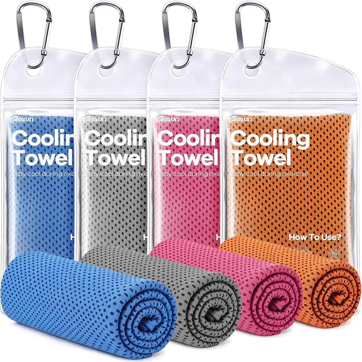 Cooling Towels, 4 Pack (40''x12'') Chilly Ice Rags for Neck and Face