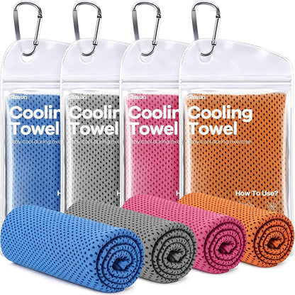 Cooling Towels, 4 Pack (40''x12'') Chilly Ice Rags for Neck and Face