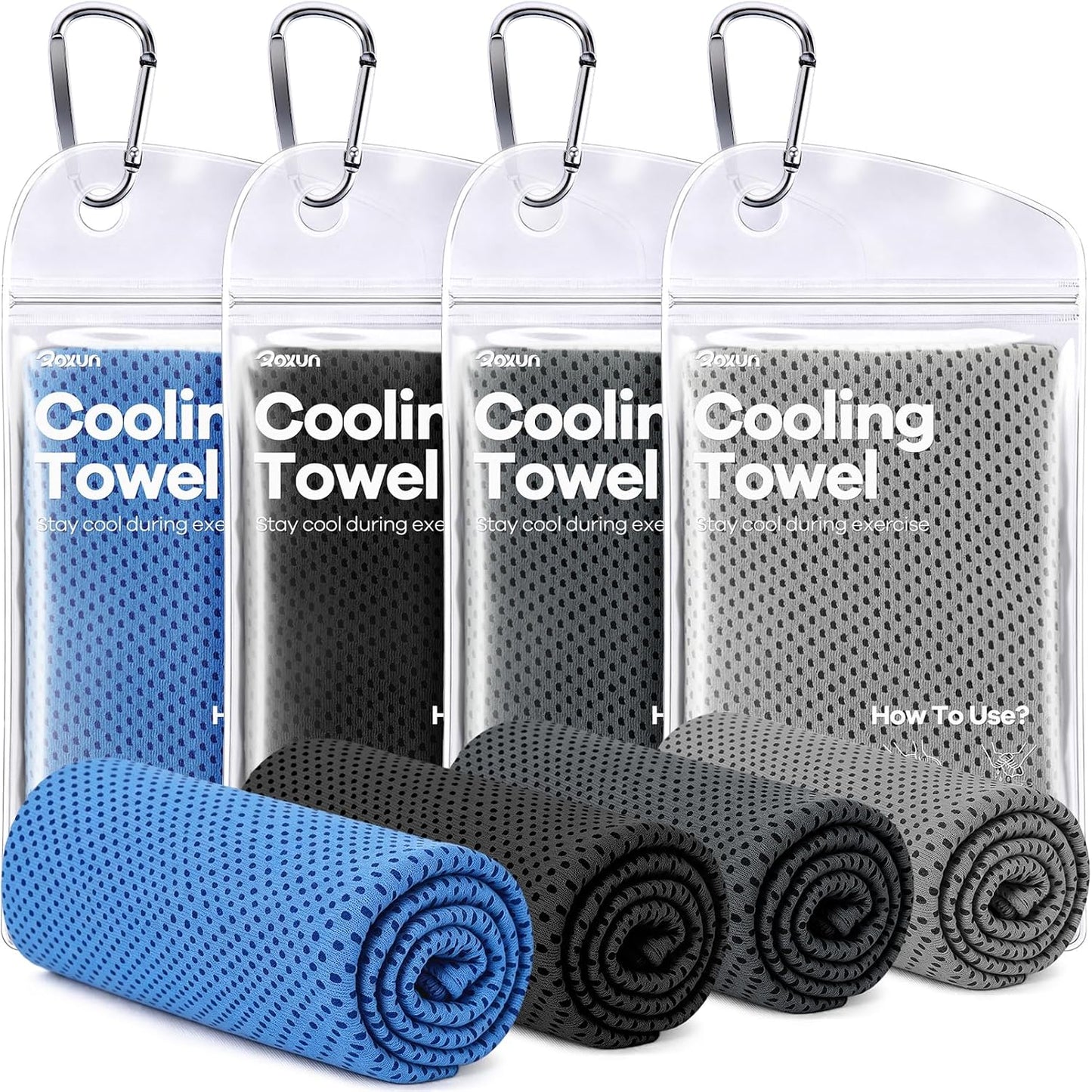 Cooling Towels, 4 Pack (40''x12'') Chilly Ice Rags for Neck and Face