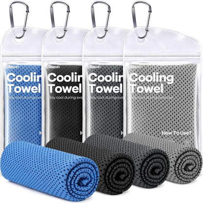 Cooling Towels, 4 Pack (40''x12'') Chilly Ice Rags for Neck and Face