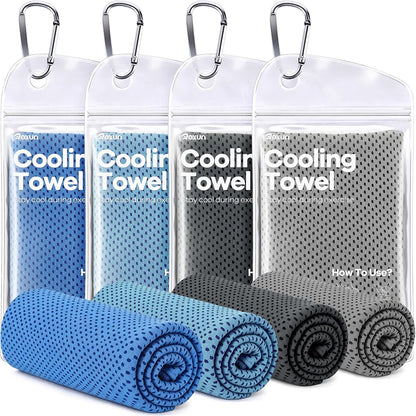 Cooling Towels, 4 Pack (40''x12'') Chilly Ice Rags for Neck and Face