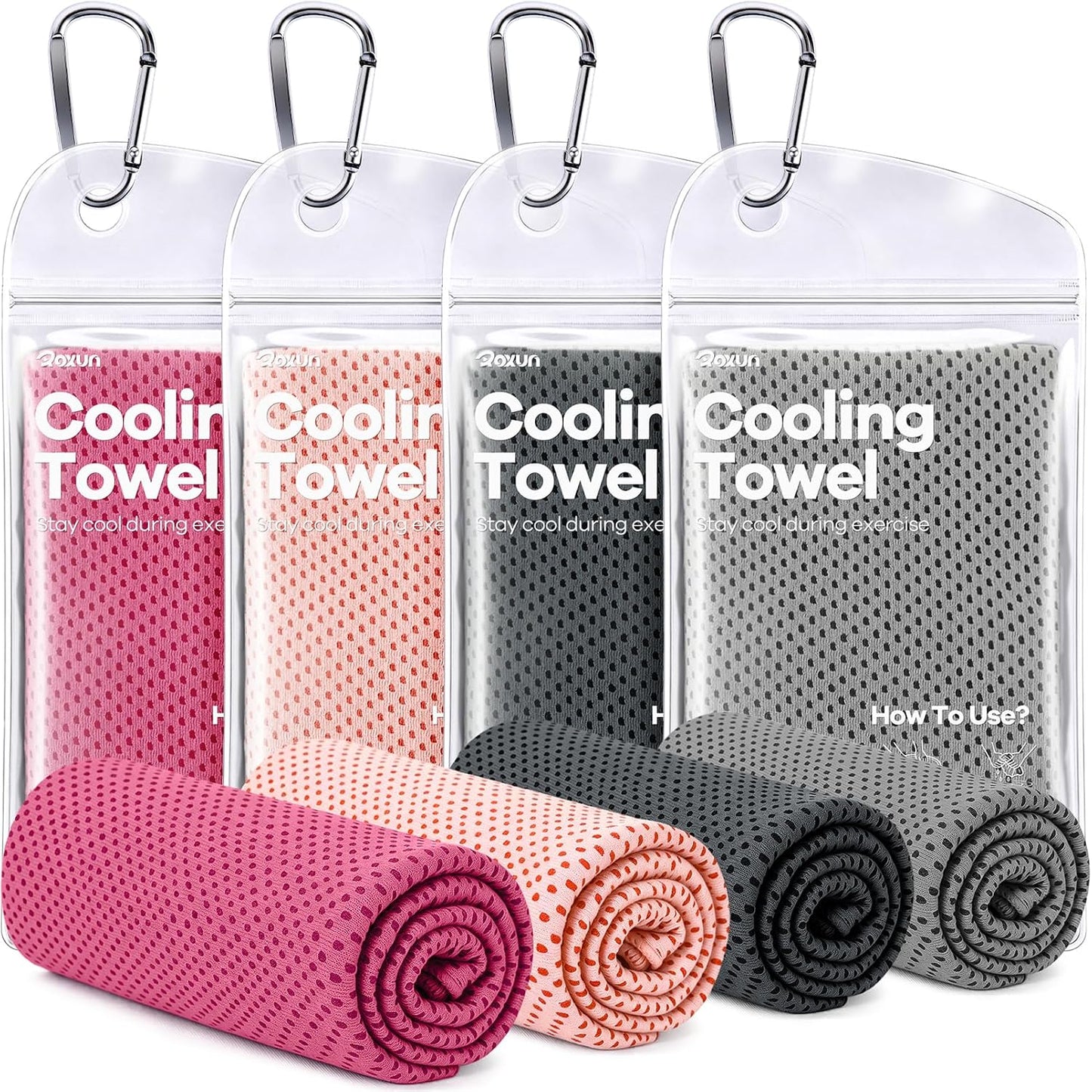 Cooling Towels, 4 Pack (40''x12'') Chilly Ice Rags for Neck and Face