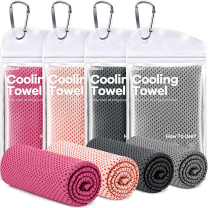 Cooling Towels, 4 Pack (40''x12'') Chilly Ice Rags for Neck and Face