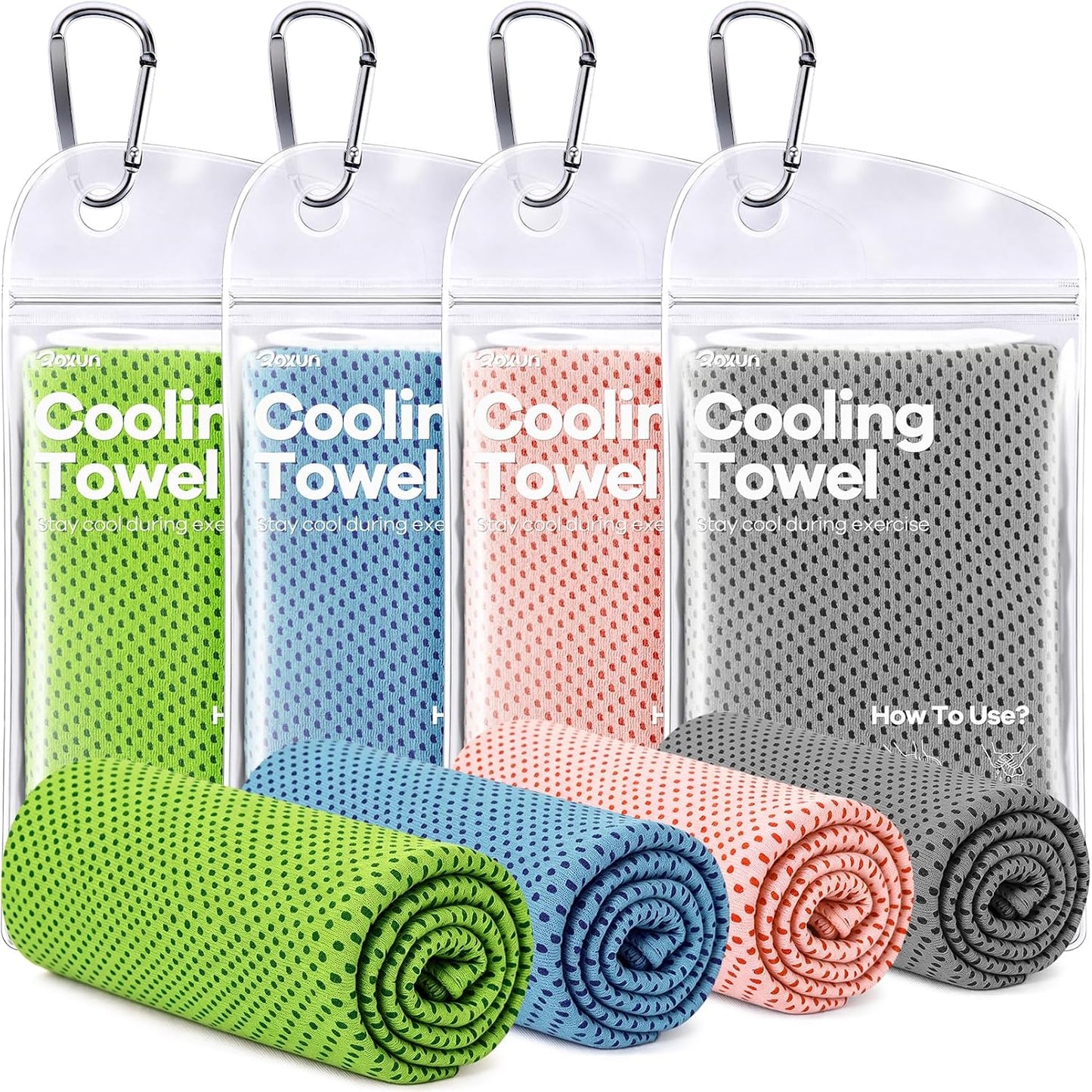 Cooling Towels, 4 Pack (40''x12'') Chilly Ice Rags for Neck and Face