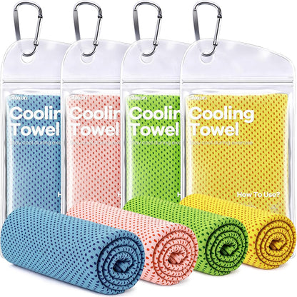 Cooling Towels, 4 Pack (40''x12'') Chilly Ice Rags for Neck and Face