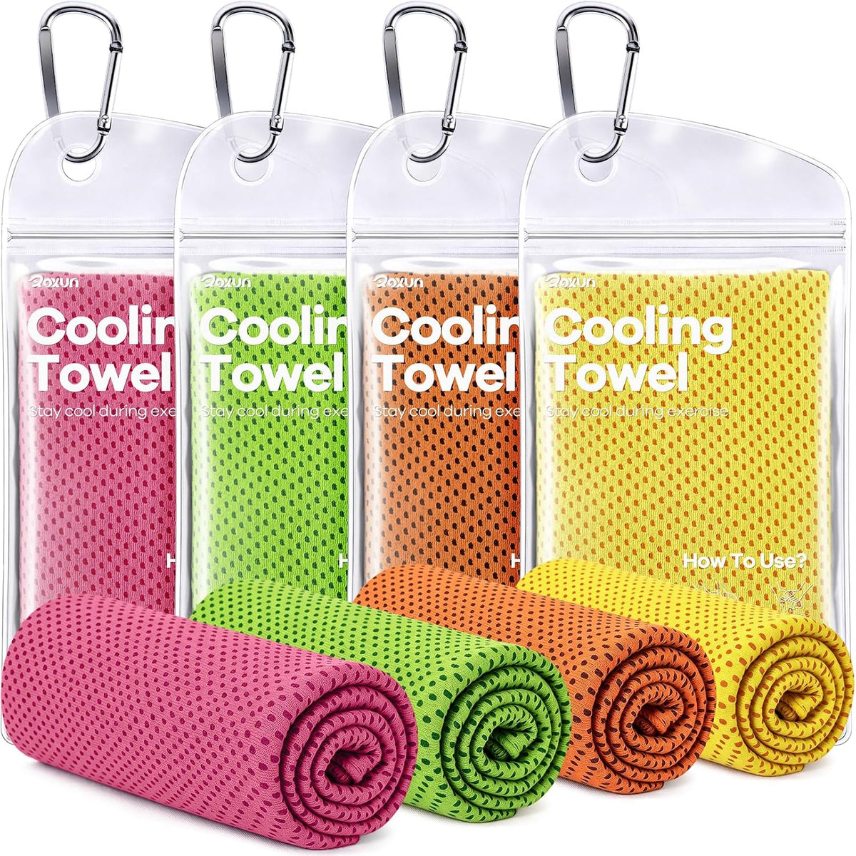 Cooling Towels, 4 Pack (40''x12'') Chilly Ice Rags for Neck and Face