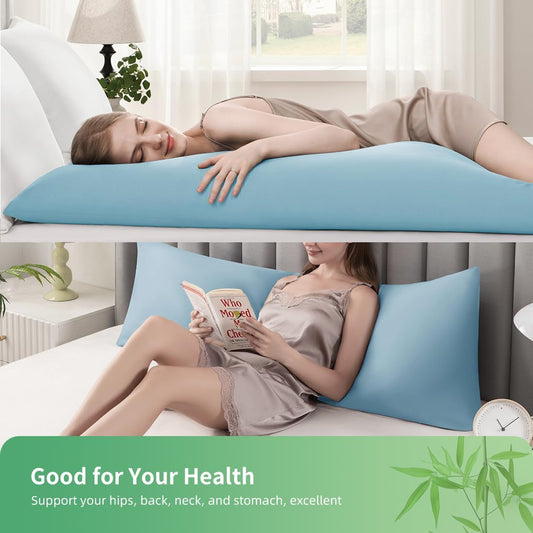 Body Pillowcase, Cooling Viscose from Bamboo Pillow Cover with Zipper Closure, Soft Moisture-Wicking for Hot Sleepers, Hair and Skin-Friendly, Gray, 1 Pack