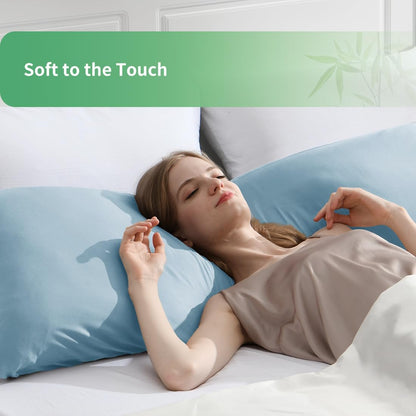 Body Pillowcase, Cooling Viscose from Bamboo Pillow Cover with Zipper Closure, Soft Moisture-Wicking for Hot Sleepers, Hair and Skin-Friendly, Gray, 1 Pack