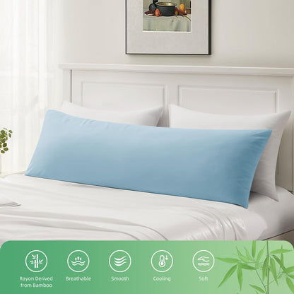 Body Pillowcase, Cooling Viscose from Bamboo Pillow Cover with Zipper Closure, Soft Moisture-Wicking for Hot Sleepers, Hair and Skin-Friendly, Gray, 1 Pack
