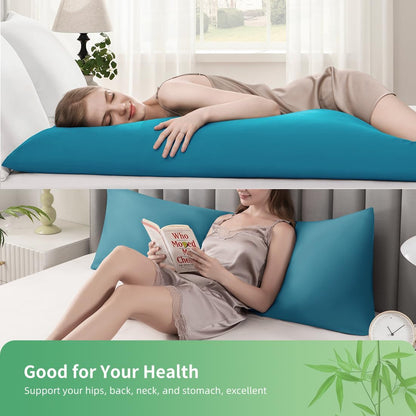 Body Pillowcase, Cooling Viscose from Bamboo Pillow Cover with Zipper Closure, Soft Moisture-Wicking for Hot Sleepers, Hair and Skin-Friendly, Gray, 1 Pack