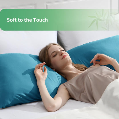 Body Pillowcase, Cooling Viscose from Bamboo Pillow Cover with Zipper Closure, Soft Moisture-Wicking for Hot Sleepers, Hair and Skin-Friendly, Gray, 1 Pack