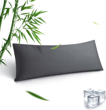 Body Pillowcase, Cooling Viscose from Bamboo Pillow Cover with Zipper Closure, Soft Moisture-Wicking for Hot Sleepers, Hair and Skin-Friendly, Gray, 1 Pack