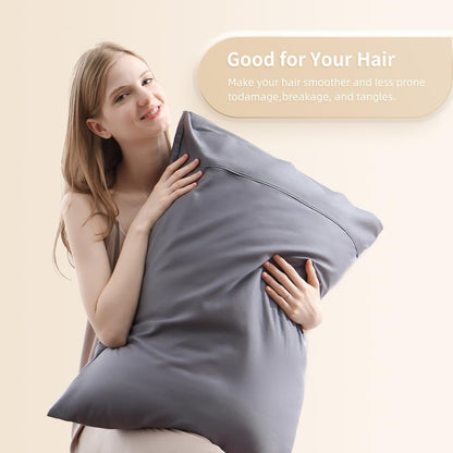 Body Pillowcase, Cooling Viscose from Bamboo Pillow Cover with Zipper Closure, Soft Moisture-Wicking for Hot Sleepers, Hair and Skin-Friendly, Gray, 1 Pack