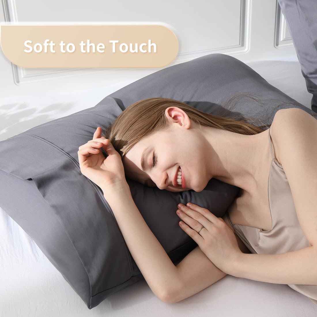 Body Pillowcase, Cooling Viscose from Bamboo Pillow Cover with Zipper Closure, Soft Moisture-Wicking for Hot Sleepers, Hair and Skin-Friendly, Gray, 1 Pack