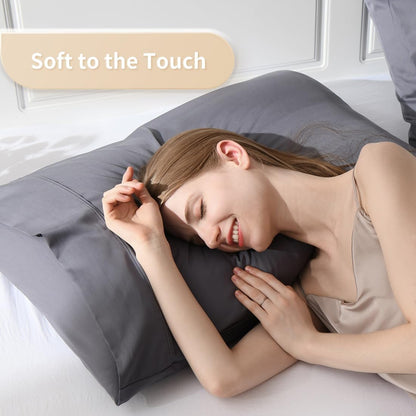 Body Pillowcase, Cooling Viscose from Bamboo Pillow Cover with Zipper Closure, Soft Moisture-Wicking for Hot Sleepers, Hair and Skin-Friendly, Gray, 1 Pack
