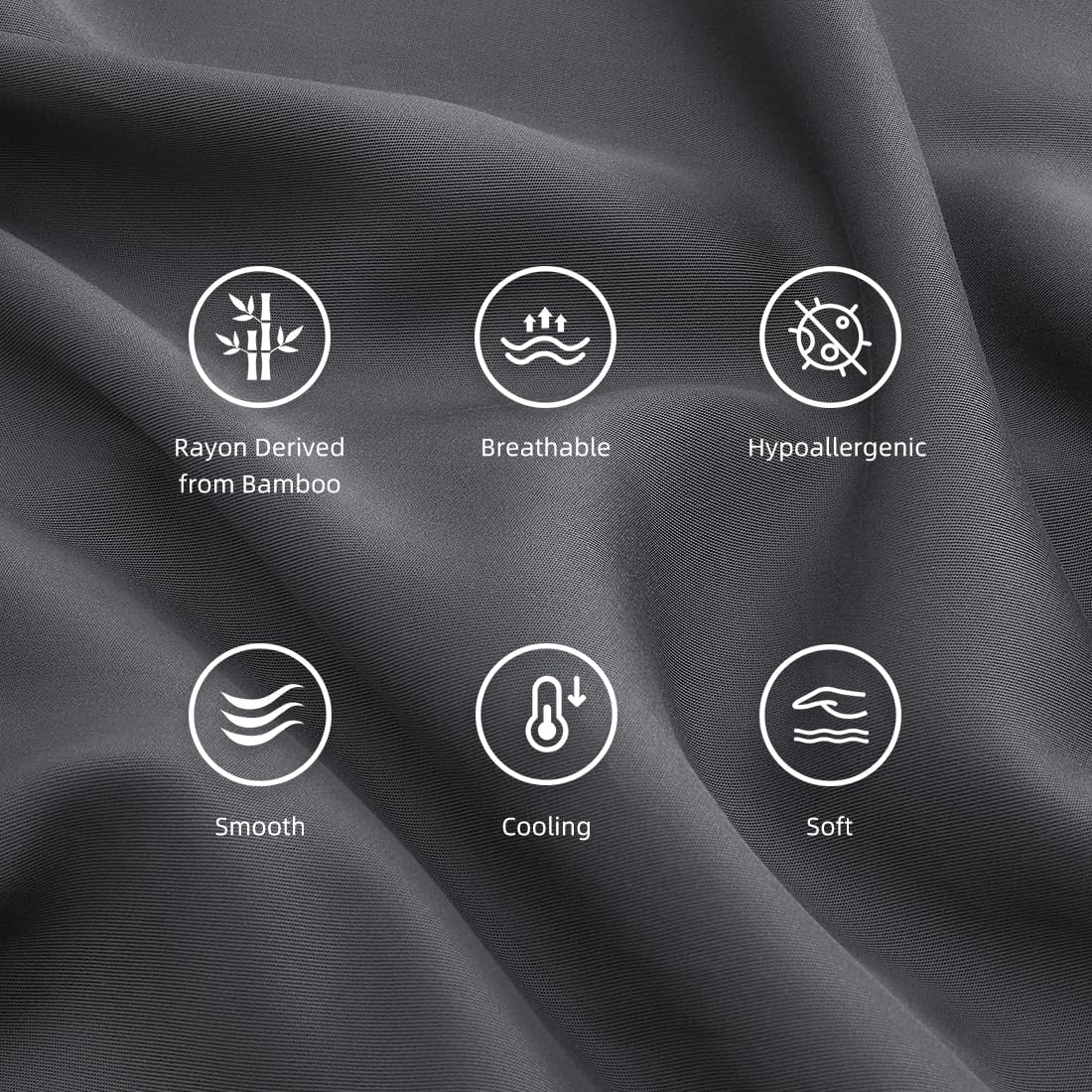 Body Pillowcase, Cooling Viscose from Bamboo Pillow Cover with Zipper Closure, Soft Moisture-Wicking for Hot Sleepers, Hair and Skin-Friendly, Gray, 1 Pack