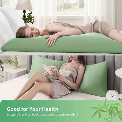 Body Pillowcase, Cooling Viscose from Bamboo Pillow Cover with Zipper Closure, Soft Moisture-Wicking for Hot Sleepers, Hair and Skin-Friendly, Gray, 1 Pack