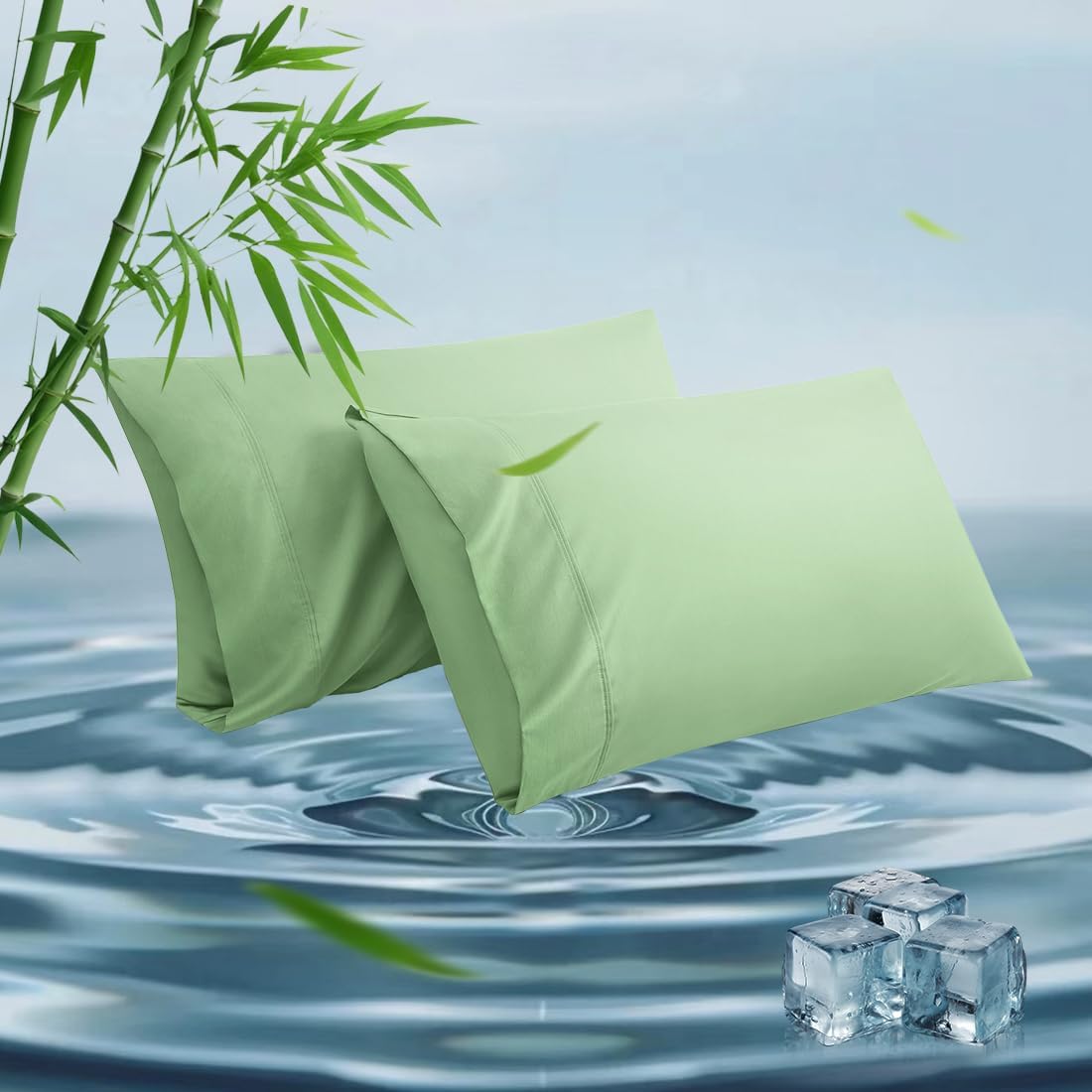 Body Pillowcase, Cooling Viscose from Bamboo Pillow Cover with Zipper Closure, Soft Moisture-Wicking for Hot Sleepers, Hair and Skin-Friendly, Gray, 1 Pack