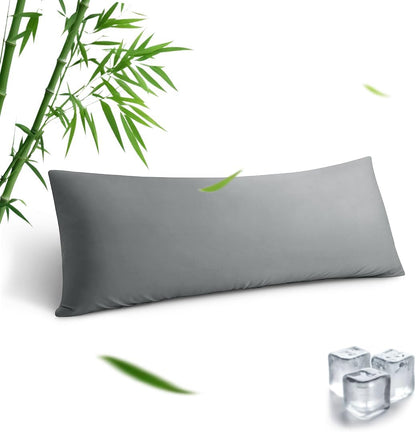 Body Pillowcase, Cooling Viscose from Bamboo Pillow Cover with Zipper Closure, Soft Moisture-Wicking for Hot Sleepers, Hair and Skin-Friendly, Gray, 1 Pack