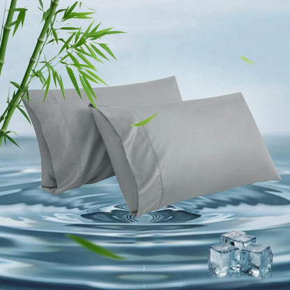 Body Pillowcase, Cooling Viscose from Bamboo Pillow Cover with Zipper Closure, Soft Moisture-Wicking for Hot Sleepers, Hair and Skin-Friendly, Gray, 1 Pack