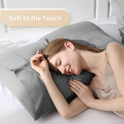 Body Pillowcase, Cooling Viscose from Bamboo Pillow Cover with Zipper Closure, Soft Moisture-Wicking for Hot Sleepers, Hair and Skin-Friendly, Gray, 1 Pack