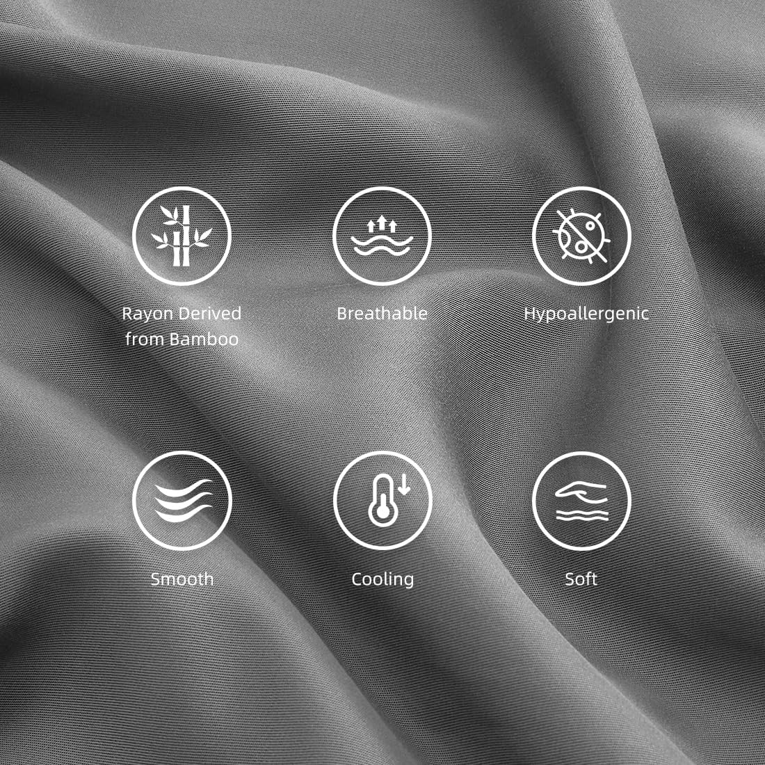 Body Pillowcase, Cooling Viscose from Bamboo Pillow Cover with Zipper Closure, Soft Moisture-Wicking for Hot Sleepers, Hair and Skin-Friendly, Gray, 1 Pack