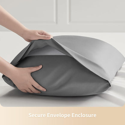 Body Pillowcase, Cooling Viscose from Bamboo Pillow Cover with Zipper Closure, Soft Moisture-Wicking for Hot Sleepers, Hair and Skin-Friendly, Gray, 1 Pack