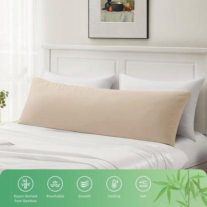 Body Pillowcase, Cooling Viscose from Bamboo Pillow Cover with Zipper Closure, Soft Moisture-Wicking for Hot Sleepers, Hair and Skin-Friendly, Gray, 1 Pack