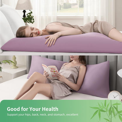 Body Pillowcase, Cooling Viscose from Bamboo Pillow Cover with Zipper Closure, Soft Moisture-Wicking for Hot Sleepers, Hair and Skin-Friendly, Gray, 1 Pack