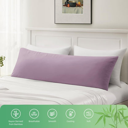 Body Pillowcase, Cooling Viscose from Bamboo Pillow Cover with Zipper Closure, Soft Moisture-Wicking for Hot Sleepers, Hair and Skin-Friendly, Gray, 1 Pack