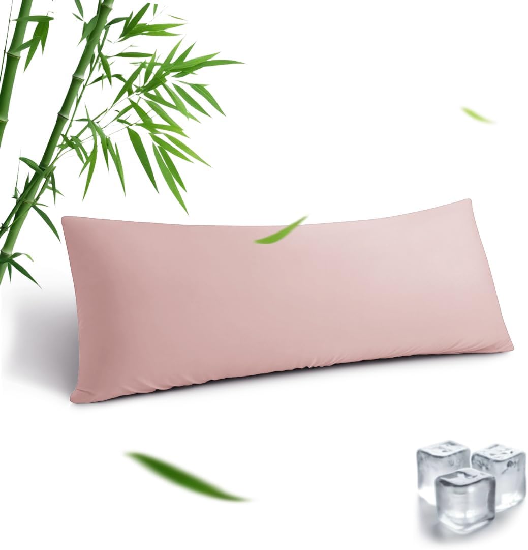 Body Pillowcase, Cooling Viscose from Bamboo Pillow Cover with Zipper Closure, Soft Moisture-Wicking for Hot Sleepers, Hair and Skin-Friendly, Gray, 1 Pack