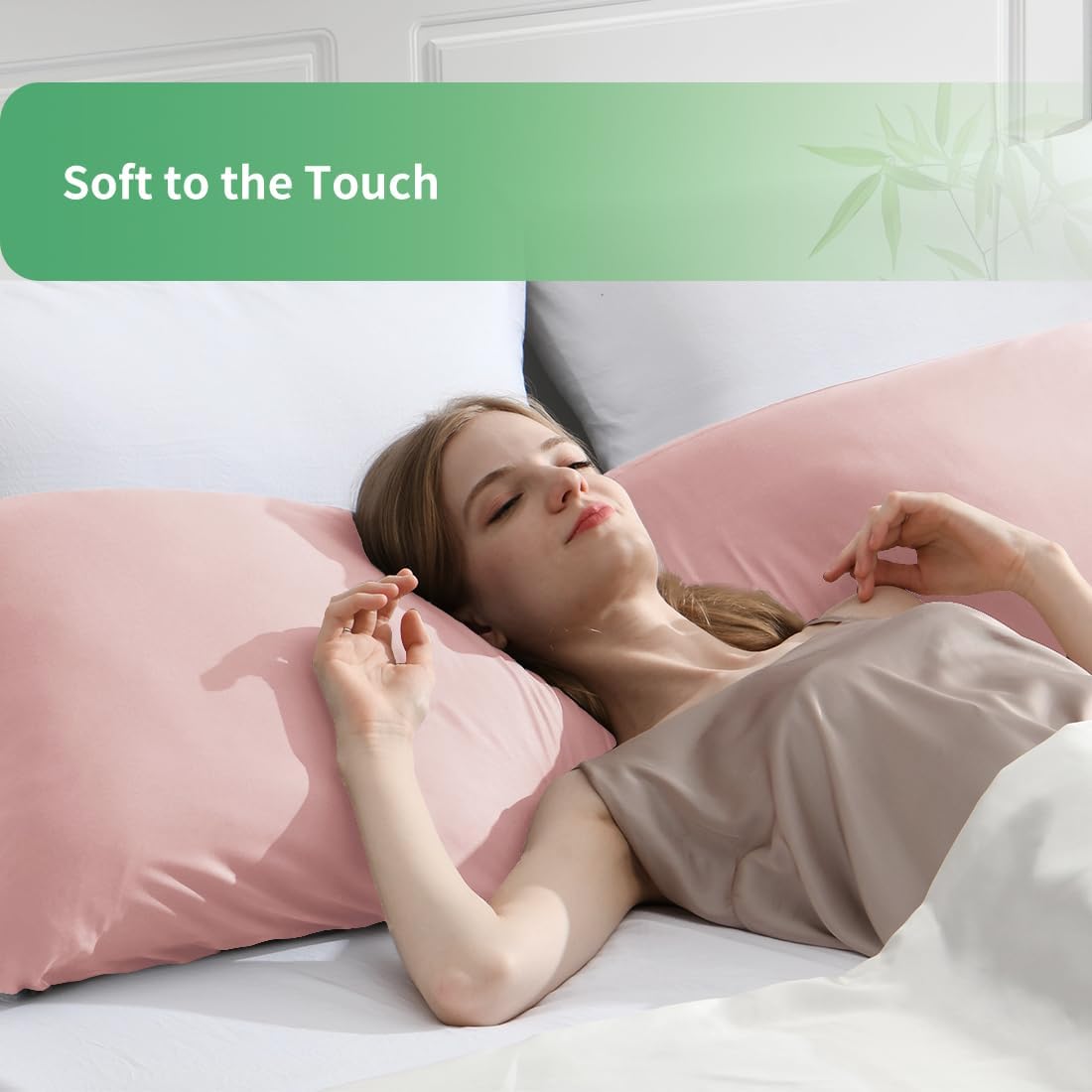 Body Pillowcase, Cooling Viscose from Bamboo Pillow Cover with Zipper Closure, Soft Moisture-Wicking for Hot Sleepers, Hair and Skin-Friendly, Gray, 1 Pack