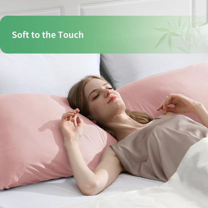 Body Pillowcase, Cooling Viscose from Bamboo Pillow Cover with Zipper Closure, Soft Moisture-Wicking for Hot Sleepers, Hair and Skin-Friendly, Gray, 1 Pack