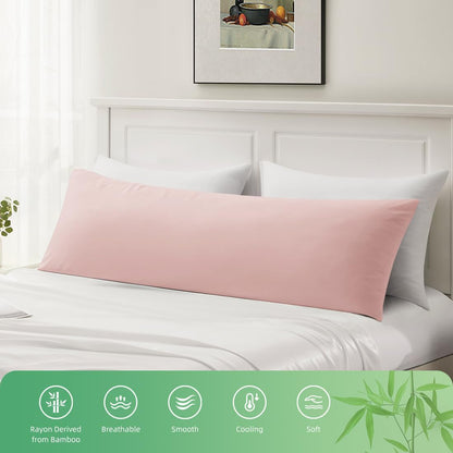 Body Pillowcase, Cooling Viscose from Bamboo Pillow Cover with Zipper Closure, Soft Moisture-Wicking for Hot Sleepers, Hair and Skin-Friendly, Gray, 1 Pack