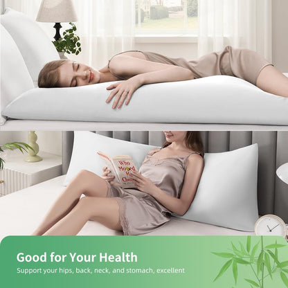 Body Pillowcase, Cooling Viscose from Bamboo Pillow Cover with Zipper Closure, Soft Moisture-Wicking for Hot Sleepers, Hair and Skin-Friendly, Gray, 1 Pack