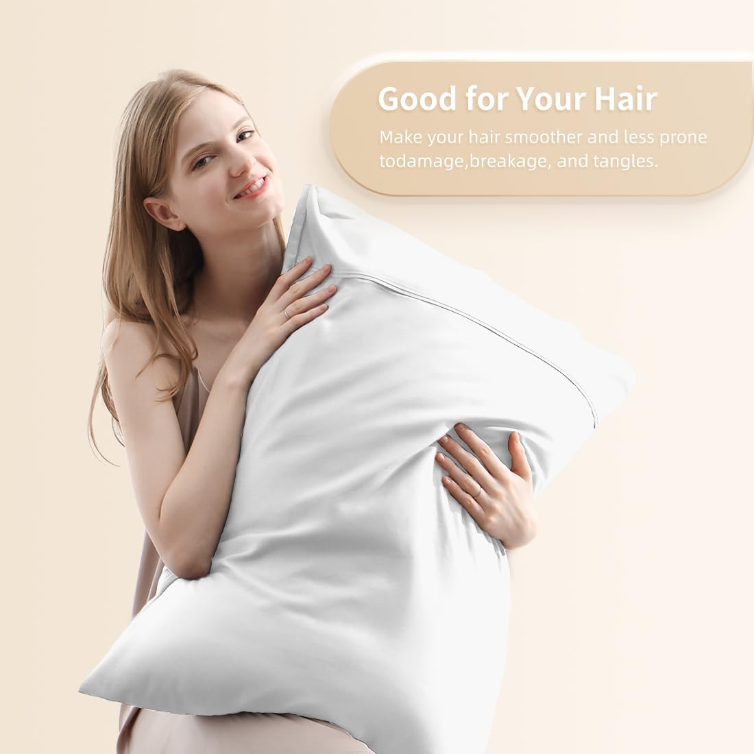 Body Pillowcase, Cooling Viscose from Bamboo Pillow Cover with Zipper Closure, Soft Moisture-Wicking for Hot Sleepers, Hair and Skin-Friendly, Gray, 1 Pack